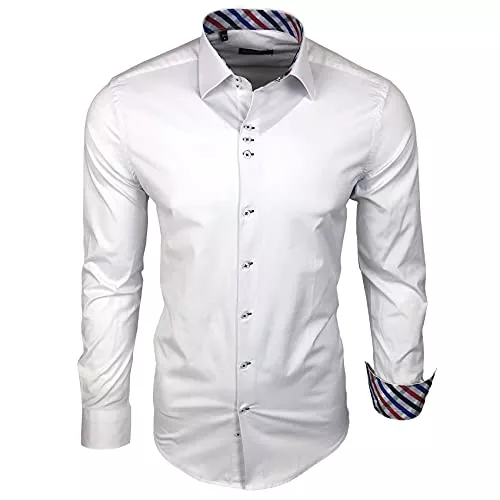 Baxboy Hemden Baxboy 501 Herrenhemd Herren Kariert Hemd Men Dress Shirt Kentkragen Langarm Business Karohemd Freizeithemd