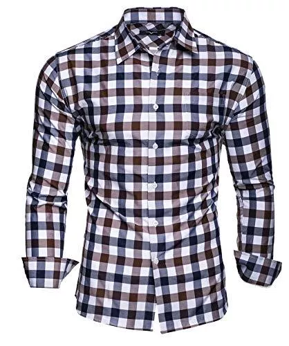 Kayhan Hemden Kayhan Herren Kariertes-Langarm-Hemd Oktoberfest Trachtenhemd Herren Slim-Fit-Herrenhemden Kariert Hemden S-6XL