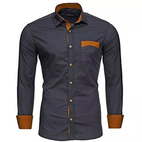 Reslad Hemden Reslad Herren Hemd Exklusiv Two Tone Look Langarmhemd