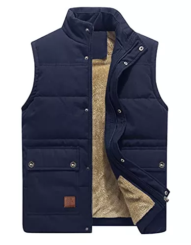 KEFITEVD Westen KEFITEVD Herren Fleeceweste Winter Warme Outdoor Weste Anglerweste Ärmellos Jacke mit Stehkragen Einschubtaschen