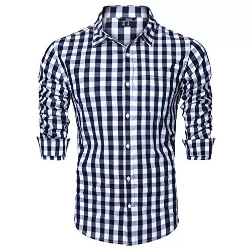 KEFITEVD Hemden KEFITEVD Hemd Herren Kariert Langarm Freizeitshirt mit Brusttasche Baumwolle Karohemd Atmungsaktiv Checkshirt Normale Passform