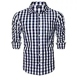 KEFITEVD Hemden KEFITEVD Hemd Herren Kariert Langarm Freizeitshirt mit Brusttasche Baumwolle Karohemd Atmungsaktiv Checkshirt Normale Passform