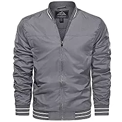 KEFITEVD Jacken KEFITEVD Bomberjacke Herren Leichtes Blouson Sommerjacke mit Gestreiftem Bund Innentasche Sommer Herbst Bomber Jacke
