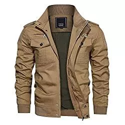 KEFITEVD Jacken KEFITEVD Herren Übergangsjacke Leicht Winter Jacke Herbstjacke Fliegerjacke Stehkragen Bomberjacke Baumwolle Army Feldjacke Cargo Jacke Männer Blouson Windbreaker