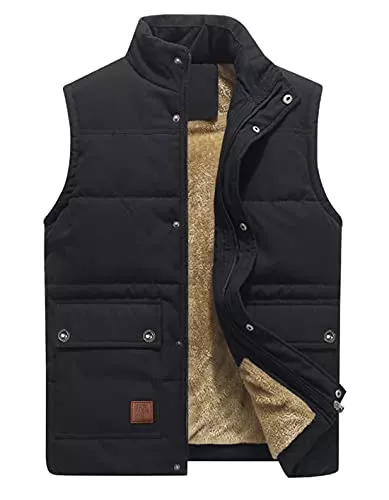 KEFITEVD Westen KEFITEVD Herren Fleeceweste Winter Warme Outdoor Weste Anglerweste Ärmellos Jacke mit Stehkragen Einschubtaschen