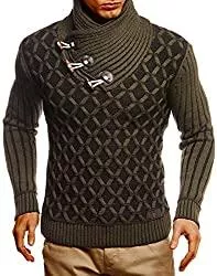 Leif Nelson Pullover & Strickmode Leif Nelson Herren Strick-Pullover Schalkragen Slim Fit Winter Sommer Moderner Männer schwarzer Pulli T-Shirt Langarm mit Kragen Herren Hoodie-Wollpullover LN5385