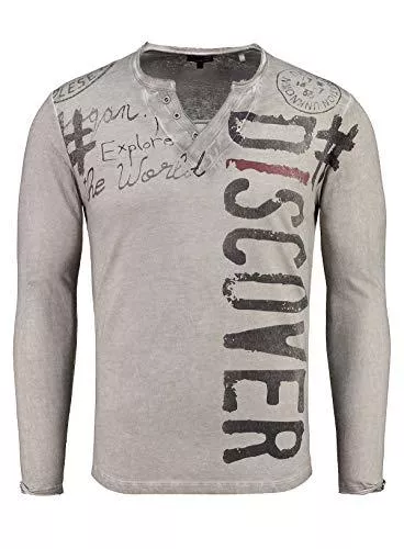 KEY LARGO Langarmshirts KEY LARGO Herren Explore Button T-Shirt