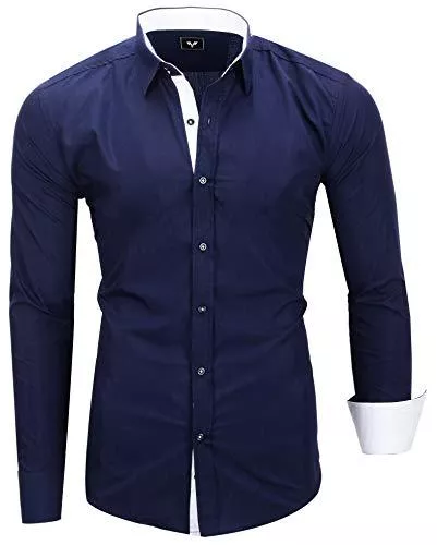 Kayhan Hemden Kayhan Twoface Herren Hemden Herren-Hemd Slim-Fit Herrenhemden Langarm-Hemden Männer Freizeit-Hemd Business