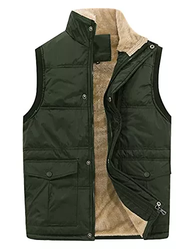 KEFITEVD Westen KEFITEVD Herren Fleeceweste Winter Warme Outdoor Weste Anglerweste Ärmellos Jacke mit Stehkragen Einschubtaschen