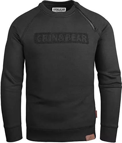 Grin&amp;Bear Pullover & Strickmode Grin&amp;Bear Herren Crew Neck Kapuzenpullover Kapuzenjacke Hoodie mit Design Rubber