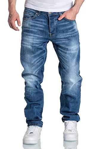 Amaci&amp;Sons Jeans Amaci&amp;Sons Herren Jeans Regular Straight Fit Denim Hose Destroyed 7984