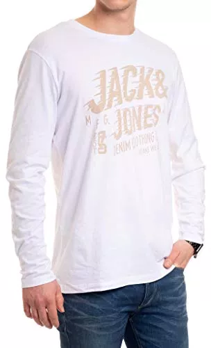 JACK &amp; JONES Langarmshirts Jack and Jones Herren Shirt Langarmshirt Print Tee O - Neck Regular Fit Longshirt T-Shirt