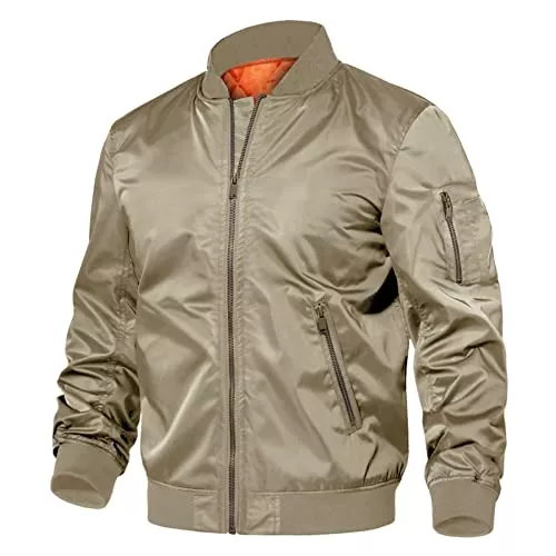 TACVASEN Jacken TACVASEN Herren Übergangsjacke Bomberjacke College Jacke Fliegerjacke Basic Freizeitjacke mit Reißverschlusstaschen
