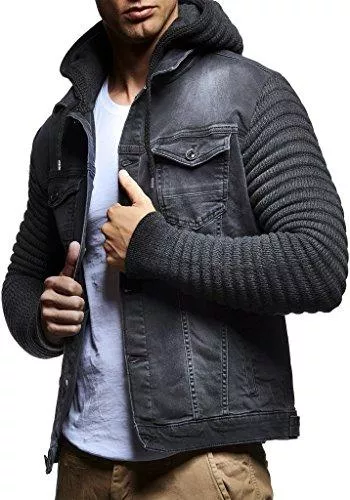 Leif Nelson Jacken Leif Nelson Herren Strickjacke Jeansjacke Jacke Sweatjacke LN5240
