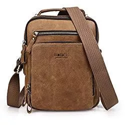 Contacts Taschen & Rucksäcke Contacts Echtes Leder Herren Klein Umhängetasche für 9.7 inch Laptop Tasche Tote Handtasche Messenger Tasche Handtasche