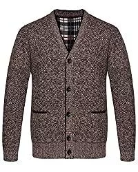 KTWOLEN Strickjacken KTWOLEN Herren Strickjacke V Ausschnitt Fleece Gefüttert Cardigan Übergangsjacke Warme Winterjacke mit Knopfverschluss und Taschen