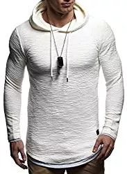 Leif Nelson Kapuzenpullover Leif Nelson Herren Kapuzenpullover Slim Fit Baumwolle-Anteil Moderner weißer Herren Hoodie-Sweatshirt-Pulli Langarm Herren schwarzer Pullover-Shirt mit Kapuze LN8120