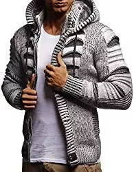 Leif Nelson Strickjacken Leif Nelson Herren Strickjacke mit Kaputze Stylischer Hoodie Elegante Freizeitjacke Männer Jacke Slim Fit LN5605
