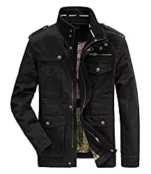 MERCIYD Jacken MERCIYD Herren Klassische Jacke Reine Baumwolle Militär Jacke Multi-Pocket Casual Mantel