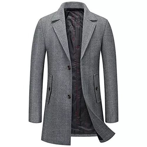KUDORO Mäntel Herren Wintermantel Mantel für Herren Trenchcoats Slim Fit Business Casual Peacoat Jacke dick elegant