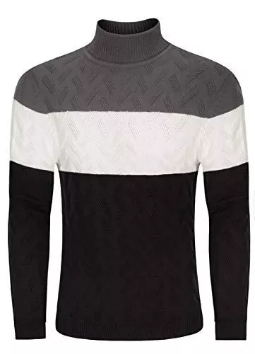 KEFITEVD Pullover & Strickmode KEFITEVD Strickpullover Herren Turtleneck Gestreift Warmer Rollkragenpullover Herbst Winter Baumwolle Sweater mit Kragen