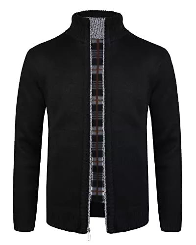 KTWOLEN Strickjacken KTWOLEN Herren Strickjacke Cardigan Feinstrick Mit Stehkragen Und Reißverschluss Fleece-gefüttert Wintermantel Sweatjacke Langarm Winterjacke