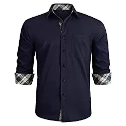 HISDERN Hemden HISDERN Herren Hemd formelle Freizeithemd Businesshemden Freizeithemden Langarm Baumwolle Klassisch Regular Fit Hemden