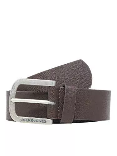 JACK &amp; JONES Gürtel JACK &amp; JONES Herren Ledergürtel JACHARRY Belt Leder Optik Gürtel mit Logo Metall Schnalle