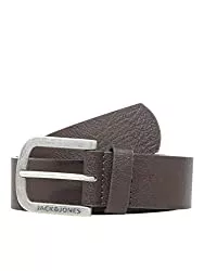 JACK &amp; JONES Gürtel JACK &amp; JONES Herren Ledergürtel JACHARRY Belt Leder Optik Gürtel mit Logo Metall Schnalle