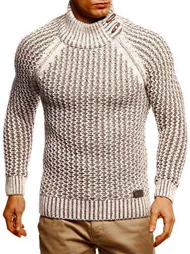Leif Nelson Pullover & Strickmode Leif Nelson Herren Strick-Pullover Rollkragen Slim Fit für Winter Sommer Moderner schwarzer Männer Winterpullover Sweatshirt Langarmshirt Herren Basic Hoodie-Shirt LN5295