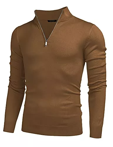 COOFANDY Pullover & Strickmode COOFANDY Herren Rollkragenpullover Slim Fit Strickpullover mit Reißverschluss Langarm Stehkragen Pullover Sweater