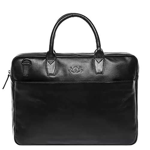 SID &amp; VAIN Taschen & Rucksäcke SID &amp; VAIN Laptoptasche echt Leder Boston groß Businesstasche 17 Zoll Laptop Umhängetasche Aktentasche Laptopfach Herren Damen schwarz