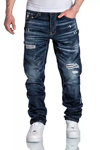 Amaci&amp;Sons Jeans Amaci&amp;Sons Herren Jeans Regular Straight Fit Denim Hose Destroyed 7984