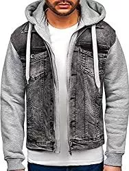 BOLF Jacken BOLF Herren Jeansjacke Übergangsjacke Trucker Jacket Sherpa Jacke mit Fell Teddyfell Jeans Denim Jacket Freizeitjacke Vintage Retro Classic Street Style