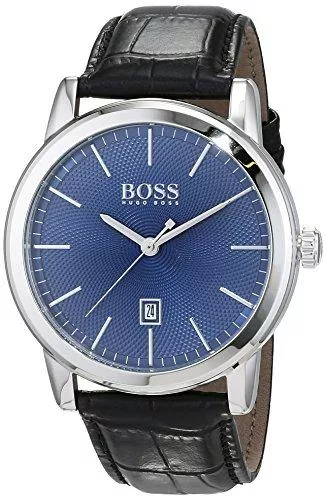 BOSS Uhren BOSS Herren Datum klassisch Quarz Uhr mit Leder Armband 1513400