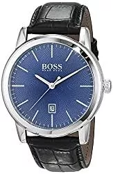 BOSS Uhren BOSS Herren Datum klassisch Quarz Uhr mit Leder Armband 1513400