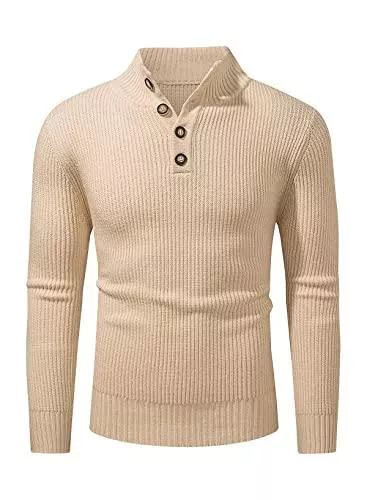 AlvaQ Pullover & Strickmode AlvaQ Herren Polo Pullover Langarm Thermopullover Einfarbiger Strickpullover