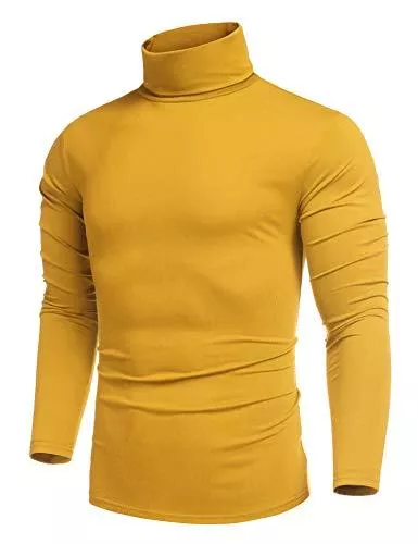COOFANDY Langarmshirts COOFANDY Herren Longsleeve Rollkragenpullover Regular Fit Langarmshirts Rollkragen Pullover Baumwolle Sweatshirt Unterzieh Elastisch Einfarbig
