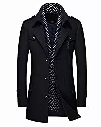 KTWOLEN Mäntel KTWOLEN Herren Wintermantel aus hochwertiger Wollmischung Jacke Business Wollmantel mit Herausnehmbarem Schal-Einsatz Freizeit