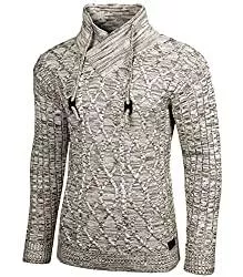 Baxboy Pullover & Strickmode Baxboy Herren Grobstrick Pullover Strickpullover Stehkragen Winter-Freizeit-Jacke Muster Design Meliert Sweatshirt Pulli B-292