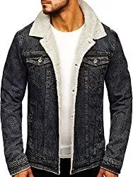 BOLF Jacken BOLF Herren Jeansjacke Übergangsjacke Trucker Jacket Sherpa Jacke mit Fell Teddyfell Jeans Denim Jacket Freizeitjacke Vintage Retro Classic Street Style [4D4]