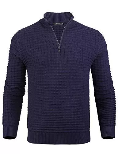 iClosam Pullover & Strickmode iClosam Herren Strickpullover Regular Fit Strick Pullover Mit Stehkragen Und Reißverschluss Größe in S ~ XXXXL