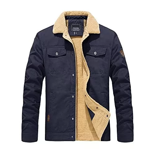 KEFITEVD Jacken KEFITEVD Winterjacke Herren Warm Gefüttert Cargo Jacke Stehkragen Army Jacke Casual Herbst Winter Übergangsjacke Outdoor Fleecejacke