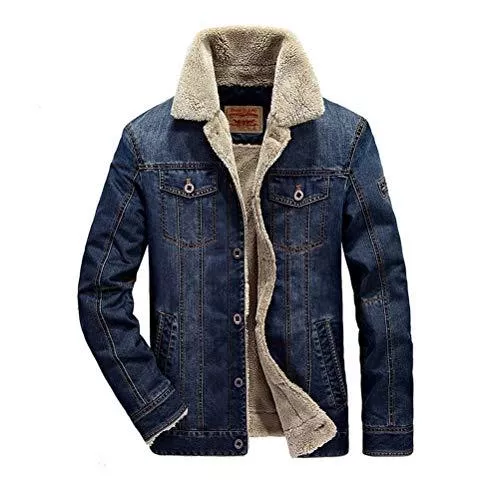 JIANYE Jacken JIANYE Jeansjacke Herren mit Fell Trucker Jacke Warm Winterjacke Sherpa Übergangsjacke Outdoor Freizeitjacke