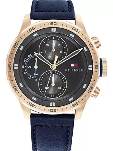 Tommy Hilfiger Uhren Tommy Hilfiger Herren Analog Quarz Uhr mit Leder Armband