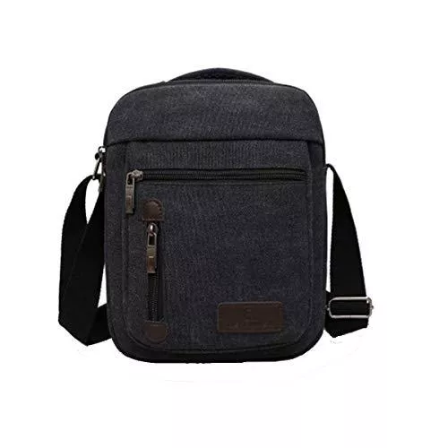 Vohoney Taschen & Rucksäcke Herren-Schultertaschen Umhängetasche Herrentasche Klein Crossbody Bag Handtasche Tasche Umhängen Messenger Bag Handgelenktasche Canvas Vintage Shoulder Bag(Schwarz Herren Canvas Umhängetasche)