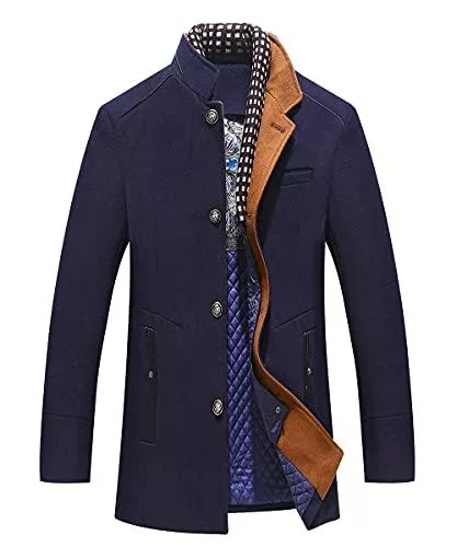 KTWOLEN Mäntel KTWOLEN Herren Wintermantel Kurz Wollmantel Wintermantel Winterjacke für Business Freizeit Herrenmantel für Männer Mit Abnehmbarer Schal