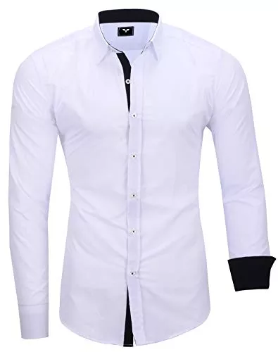 Kayhan Hemden Kayhan Twoface Herren Hemden Herren-Hemd Slim-Fit Herrenhemden Langarm-Hemden Männer Freizeit-Hemd Business