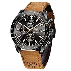 BENYAR Uhren BENYAR herrenuhren Chronograph Analogue Quartz Armbanduhr für männer Lederband Herren Fashion Business Sport Design 30M wasserdicht Elegantes Geschenk für männer