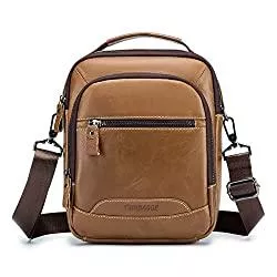 VINBAGGE Taschen & Rucksäcke VINBAGGE Echtes Leder Umhängetasche Herren Klein Tasche Reisen Mini Schultertasche Handytasche Männer Mini Messenger Bag - Braun